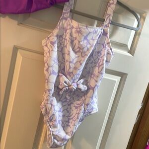 Floral Purple and White Swimsuit
